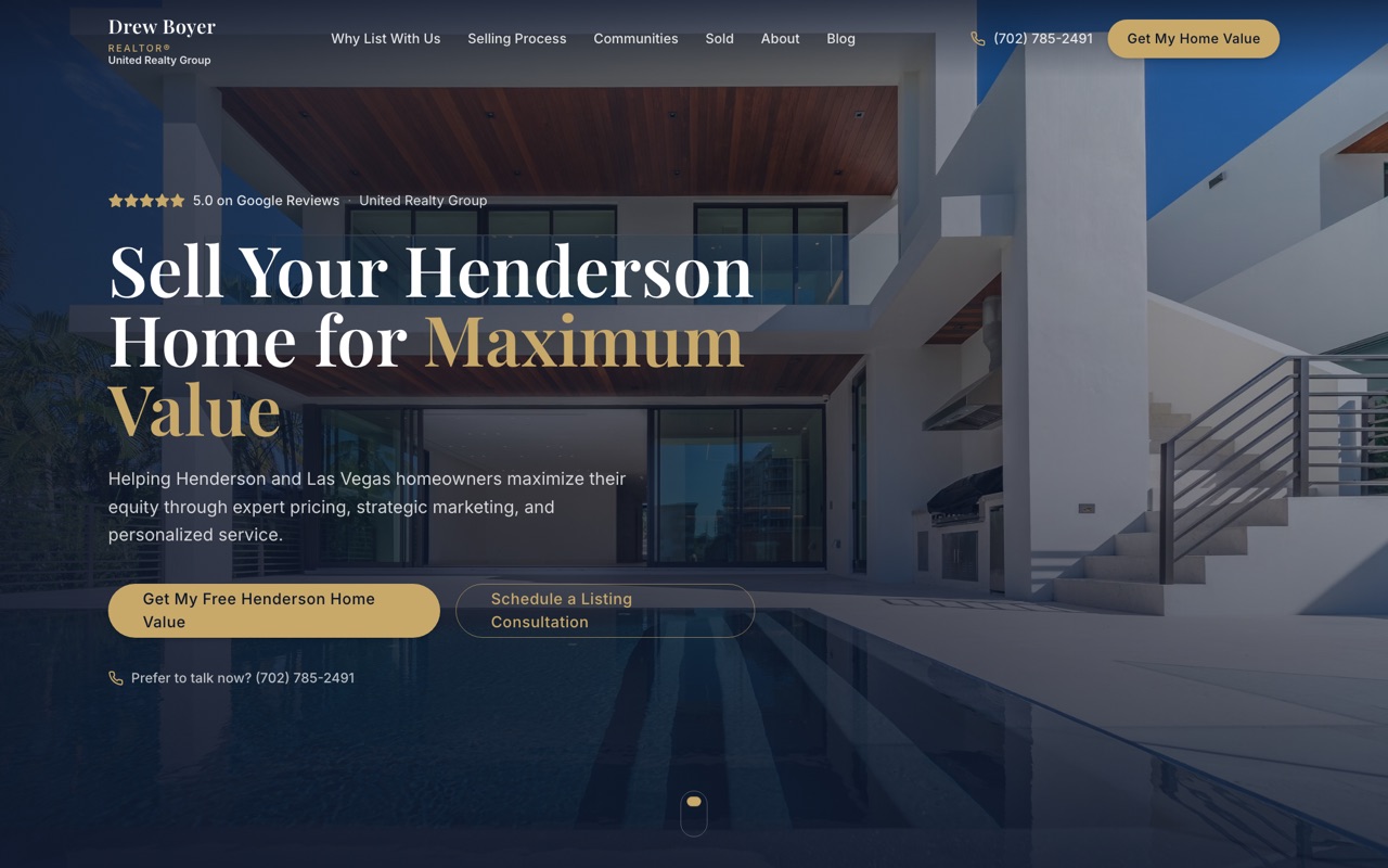 Drew Sells Vegas realtor website