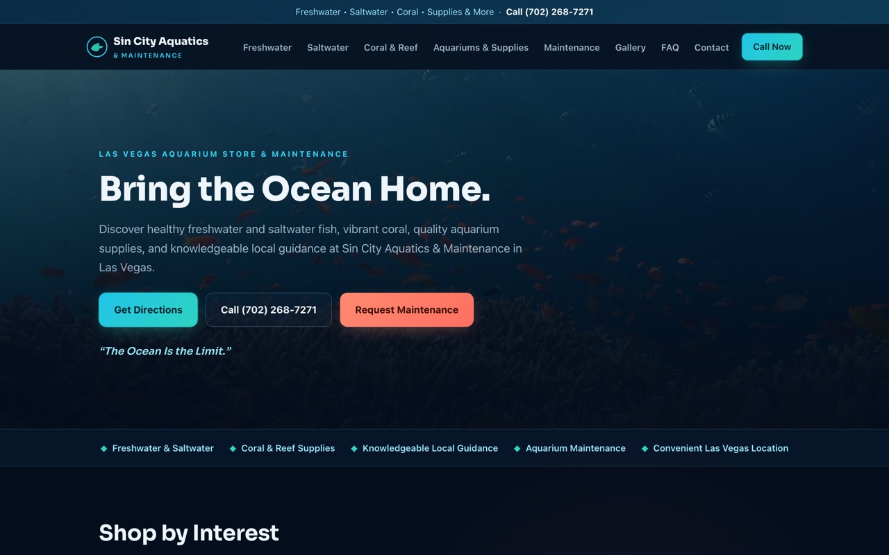 Sin City Aquatics website